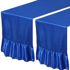 2 Pack Satin Table Runner 12 x 72 Inch Ruffle Table 12″x72″ Royal Blue