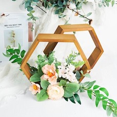 2 Hexagon 9″ Wood Geometric WALL SHELVES Wedding Party Decorations Supplies