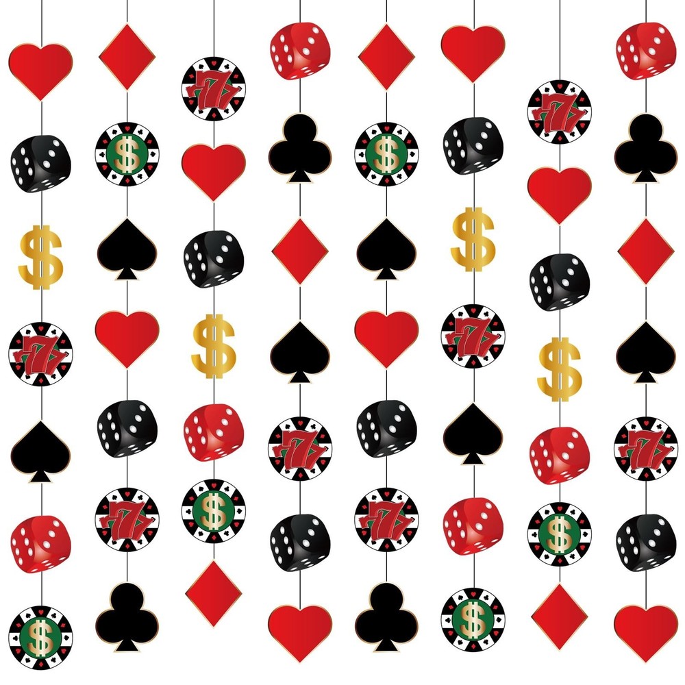 Blosssound 8 Pieces Casino Theme Party Decorations Casino Party Hanging Garla…