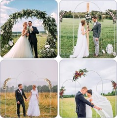 Metal Arch Backdrop Stand and Cover Set 7.2FT/6FT/6FT Wedding Arch Frame Party