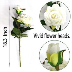ATFL Ivory White Flowers, Ivory Roses,6 Pcs Faux Silk Real Touch Moisturizing…