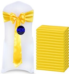 100 Yellow Gold Satin Chair Sashes Silky Sateen Chair Bows wedding party décor
