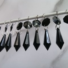 30pcs L58mm Black Drop Pendant Acrylic Octagonal Bead Garland Chandelier Hanging