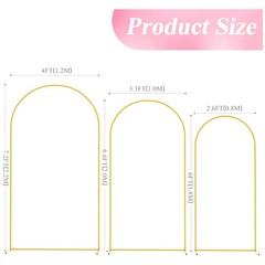 Elegant Gold Wedding Arch Set of 3 – 7.2FT, 6.6FT, 6FT