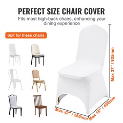 Universal 100 pcs Polyester Spandex Wedding Chair Covers Arched Front White