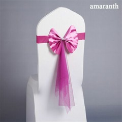 5pcs Chair Back Flower Cover Bowknot Gauze Stretch Wedding Party Decorations