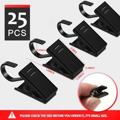 25 Pcs Small Curtain Hooks for Drapes, Curtain Clips for Hanging Hooks Black