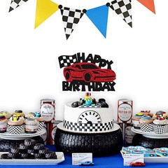 Race Car Cake Topper Happy Birthday Cake Decorations for Men Kids Boys Racing…