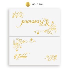 Reserved Cards Gold Foil, 20-pack Table Tent, Vip Place Card With Space To Wr…