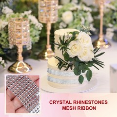 1.5″x10 Yard Crystal Rhinestones Mesh Ribbon Gray (4mm)