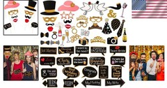60Pcs Colorful Wedding Photo Booth Props for Bachelorette and Bridal Shower