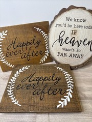 Rustic Wedding Decor Bundle Happily Ever After Signs + Memorial Heaven Sign