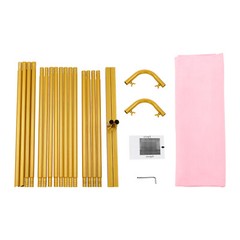 Golden Metal Square Backdrop Stand 2 × 0.5 × 2 m Pink Cover Wedding