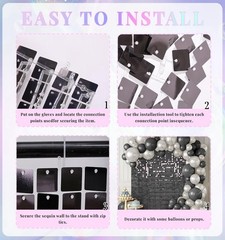 Black Shimmer Wall Backdrop – 24 pcs Decorations Panel | Wedding, Birthday, A…