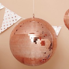 16″ wide Rose Gold Glass Mirror Disco Ball Ornament Wedding Events Decorations