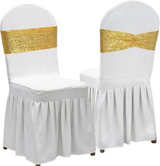 Gold Sequin Chair Sashes Folding Chair Covers Bow for Party Wedding Reception…