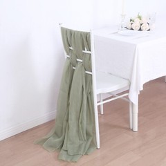5 Dusty Sage Extra Wide Premium Chiffon CHAIR SASHES Bows Ties Wedding