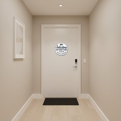 Funny No Soliciting Sign — 8″ Round Aluminum Door Plaque, Weatherproof 