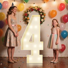 4FT Marquee Numbers 4 Sign,Large Light Up Numbers Party Decoration – Hook and…
