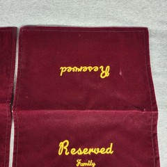Vintage Velvet Reserved Funeral Seat Covers Burgundy Gold Lettering Halloween