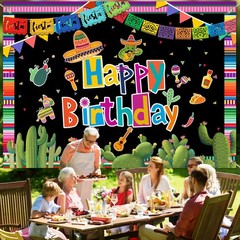Mexican Fiesta Backdrop – Happy Birthday, Cinco De Mayo Carnival Party Decora…