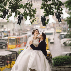 Bride and Groom Wedding Dress Garland Banner, 9.8 Ft Hanging Tuxedo and Gown wit
