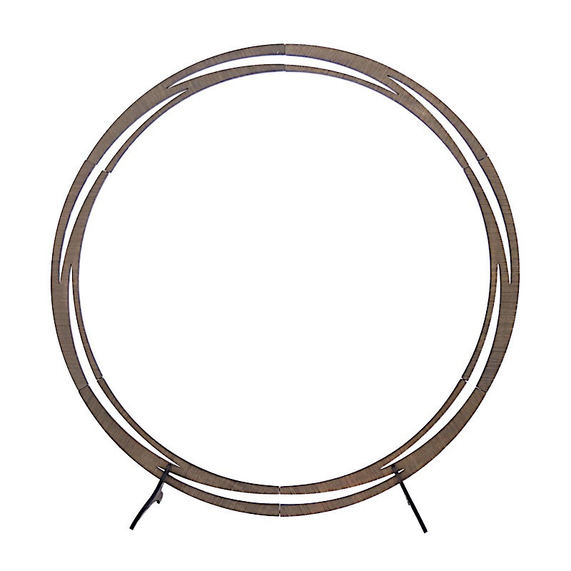 8 ft Brown Round Natural Wood Wedding Arch Backdrop Stand Party Event Decoration