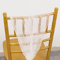 5 WHITE Sheer Crinkled Organza CHAIR SASHES Party Events Home Decorations