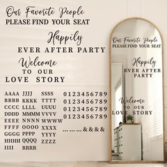 4 Pcs Wedding Mirror Welcome Sign Decal Seating Chart Stickers DIY Wedding Pa…
