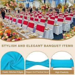 25 Pcs Spandex Chair Sashes Bows with Slider Buckle, Peacock Blue
