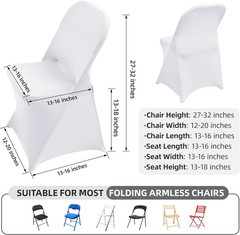 1 Pack White Spandex Stretch Folding Chair Covers for Wedding Party,Universal…