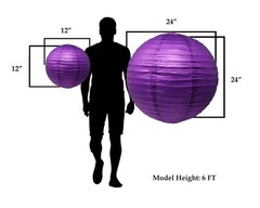 Mudra Crafts 12 Inch Round Chinese Purple Paper Lanterns Hanging Decor | 10 P…