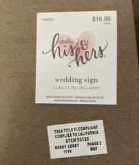 Studio His Hers Unplugged Wedding Wood Sign Welcome Ceremony Rustic Hobby Lobby