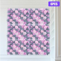 6pcs Artificial Flower Walls 3D Silk Rose Wall Backdrop Decor for Wedding Party