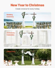 Artificial Wedding Arch Flowers Kit White With 2 Pcs Flowers 2 Pcs Drapes