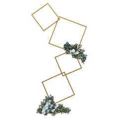 Wedding Square Backdrop Stand, Detachable 4 Tier Gold Metal Flower Square Frame