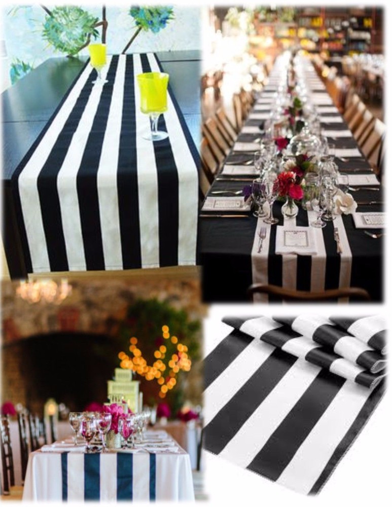 STRIPE SATIN TABLE RUNNER 12″X108″ STRIPED PRINT WEDDING PARTY Made in USA