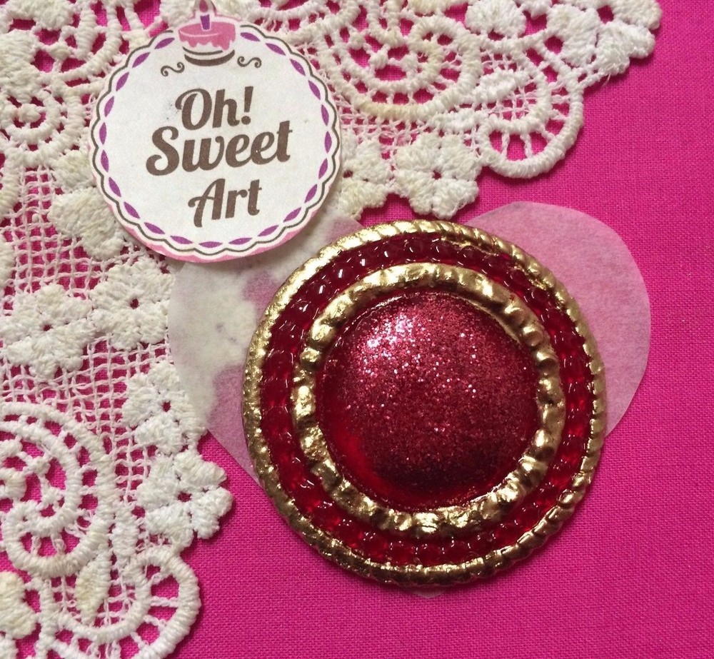 Two (2) Edible Brooches Selim’s Sugar Wedding Jewel Gem Decoration 100% Edible