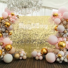 24 GOLD Square Sequin Shimmer Wall Photo Backdrop Panels Party Decorations
