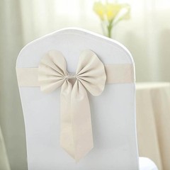 5 Ivory Reversible Satin Faux Leather Bow Tie Party Chair Sashes with Buckles