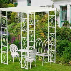 Heavy Duty French Style Outdoor Roof Metal Gazebo White Wedding Canopy Garden US
