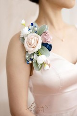 Lings Moments 2 pc Wedding Shoulder Corsages Homecoming Prom Pale Pink and Navy