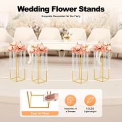 4Pcs Gold Metal Column Flower Stands Centerpiece Holder Rack Party/Wedding Decor