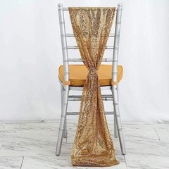 Extra Wide GOLD Premium Sequined Chair Sashes Wedding Party Events Decorations