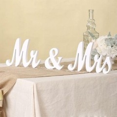 Mr & Mrs White Letter Wooden Sign Rustic Wedding Decoration Favor Table Decorate