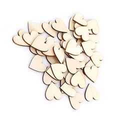 Heart Shape Wood Embellishment For Weddings Plaques Ornament(30mm 50pcs)♡