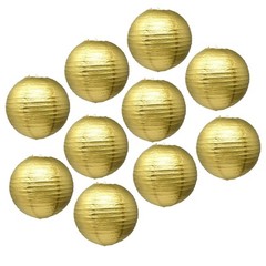 Mudra Crafts 12 Inch Round Chinese Gold Paper Lanterns Hanging Decor | 10 PCs…