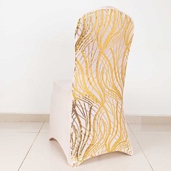 ROSE GOLD Embroidered Sequin Spandex Banquet CHAIR COVER Party Decorations