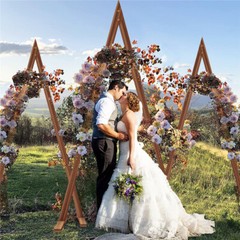 2 Pack Triangle Wooden Wedding Arch Oversized Ceremony Archway Backdrop Frame