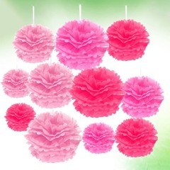 12 PCS Tissue Flowers Decorations Paper Pompoms Balls Floral Decorative